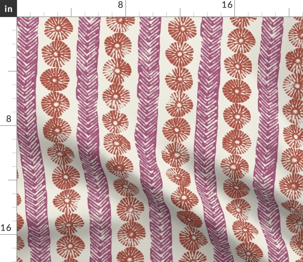 Pink Red Floral Geometric Stripes Mid-Century Herringbone Jewel Tone Textured Boho Block Print Custom Printed Fabric by Spoonflower Various Fabrics by the Yard or Fat Quarter